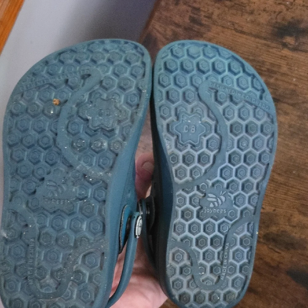 Blue and Green Sandals with Perforated Design